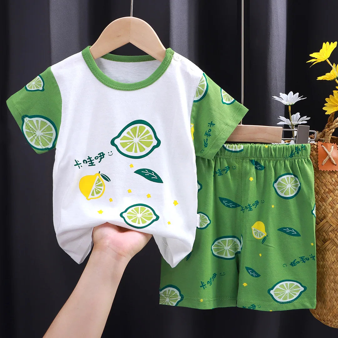 Kids Clothes Boys Girl T-shirt Shorts Summer Cotton Short Sleeve Baby Children's Sets Toddler Suit 2PCS  Shorts Beach Gift