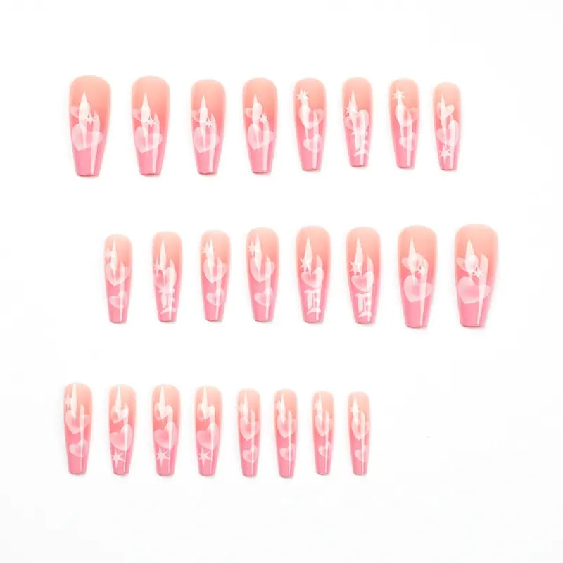 24pcs Artifical Bails With Glue Fake Nail Tips With Design Detachable Press On Nails Long Fake Nail Finished Nail Piece Sticker