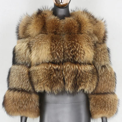 Raccoon Fur Jacket Autumn Winter Faux Fur Fox Coats Short Coat