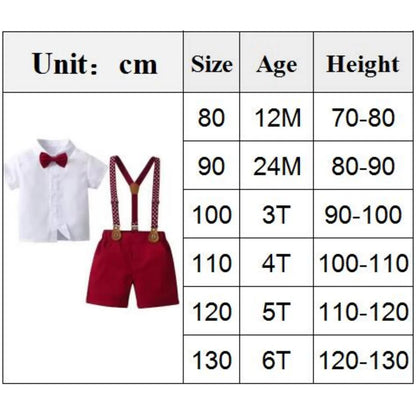 1 2 3 4 5 6 Years Boy Summer Costume Star Print Suspender Set Solid T-shirt Shorts Children Toddler Wedding Suis Kid Cotton Set