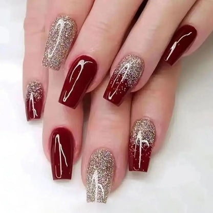 24Pcs Press On Nails Wearable Fake Nails Pink Gradient Glitter Butterfly Rhinestones False Nail Full Cover Acrylic Nail Tips