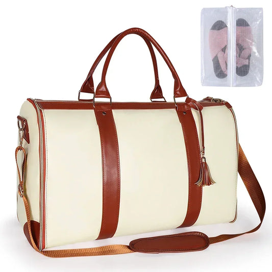 Gifts Large PU Folding Suit Storage Bag Foldable Women's Travel Convenient Clothing Bag Duffel Bag Women's Business Travel Bag