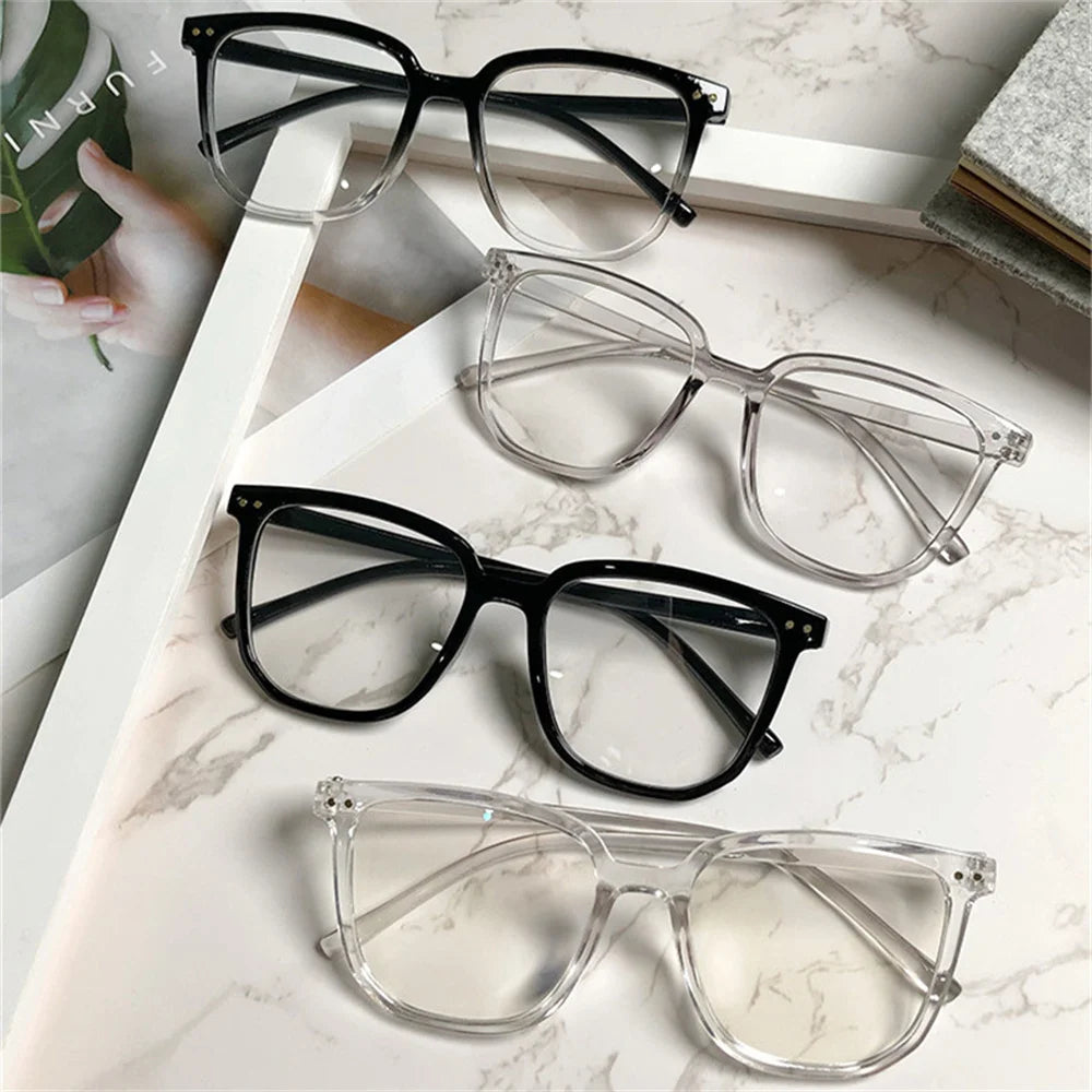 Large Square Frame Anti-Blue Light Glasses Fashion Retro Eye Protection Classic Plain Glass