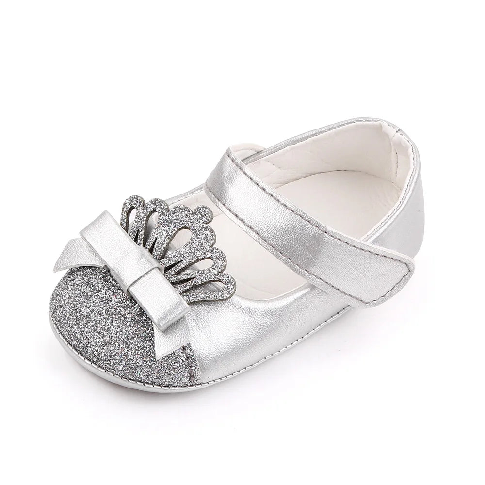 Baby Girl Shoes Cute Crown Soft PU Mary Jane Shoes Anti-slip Sole Spring Summer Sandal for 0-6-12m