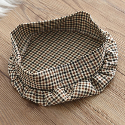 Autumn New Children's Round Neck Top+Bow Plaid Short Skirt+Hat Three Piece Children's Fashion Set