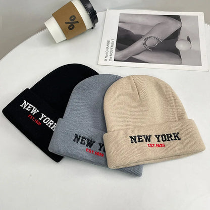 1pc Unisex Knit Beanie Hat With "NEW YORK" Embroidery Graphic, Warm Outdoor Streetwear Casual Winter Hat