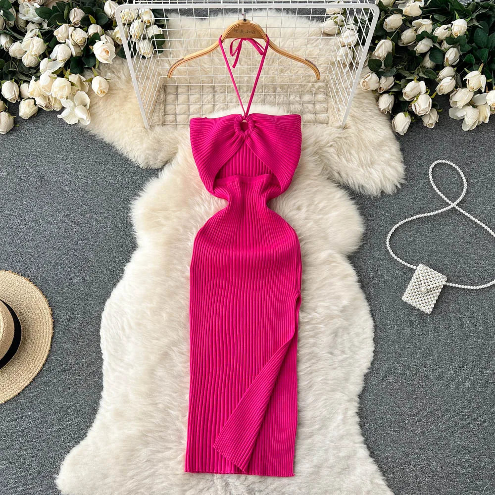 Sexy Package Hips Split Knitted Summer Dress
