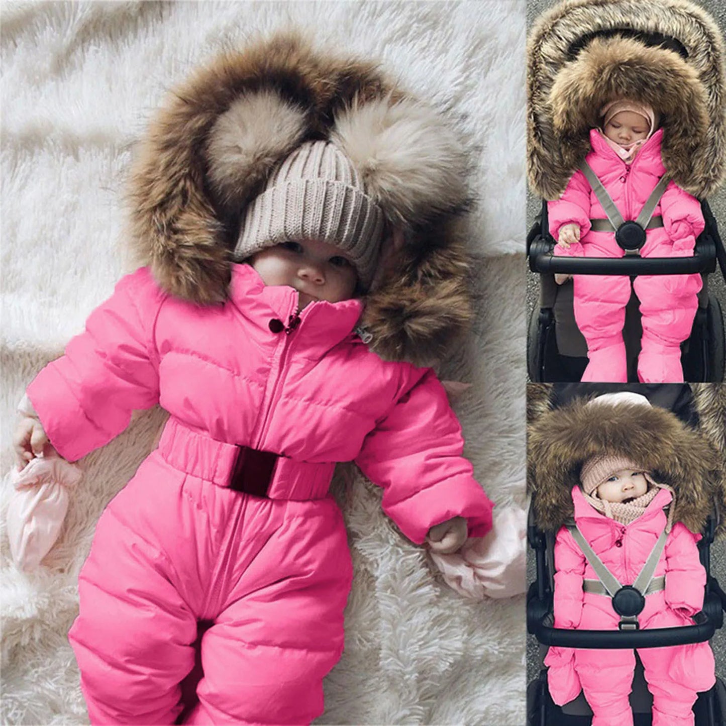 Winter Hooded Jumpsuit for Girls Boys Baby Ski Clothing Overalls Snowsuit for Children Kids Ski Coat Jacket Rompers 1/2 Years 2T