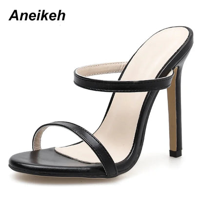 Aneikeh Sandals Stiletto High Heel Shoes Strap Ankle Wrap OL Sexy Pumps Party Shoes