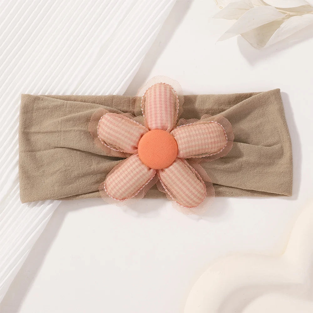 Big Flower Nylon Girl Hairband Elastic Soft Baby Headband For Children Turban Headwear For Newborn Baby Kids Hair Accessories