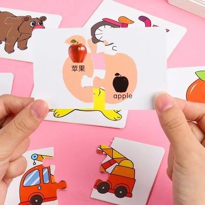 32Pcs Montessori Toddler Card Matching Game Early Education Puzzle Toys Cartoon Jigsaw Toys Color Shape Cognitive Training Gift