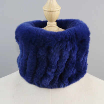 Good Elastic Rex Rabbit Fur Ring Scarves Winter Warm Women Genuine Rex Rabbit Fur Scarf Knitted Real Natural Fur Wraps Headbands