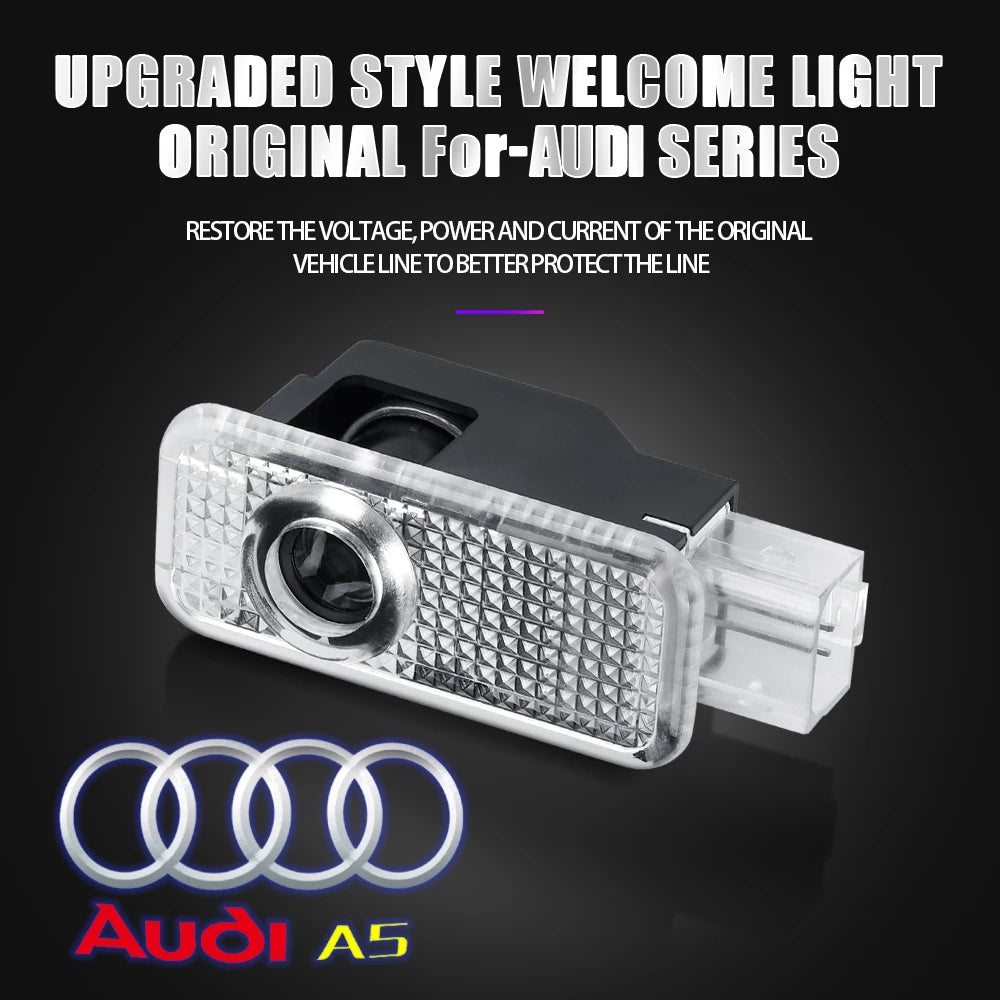 2Pcs Car Door Welcome Light Led HD Projector Lamp Courtesy Lights for Audi SLine S3 S4 S7 S6 A5 A3 A4 RS A6L A7 A4L Q5 Q7 A8L Q3