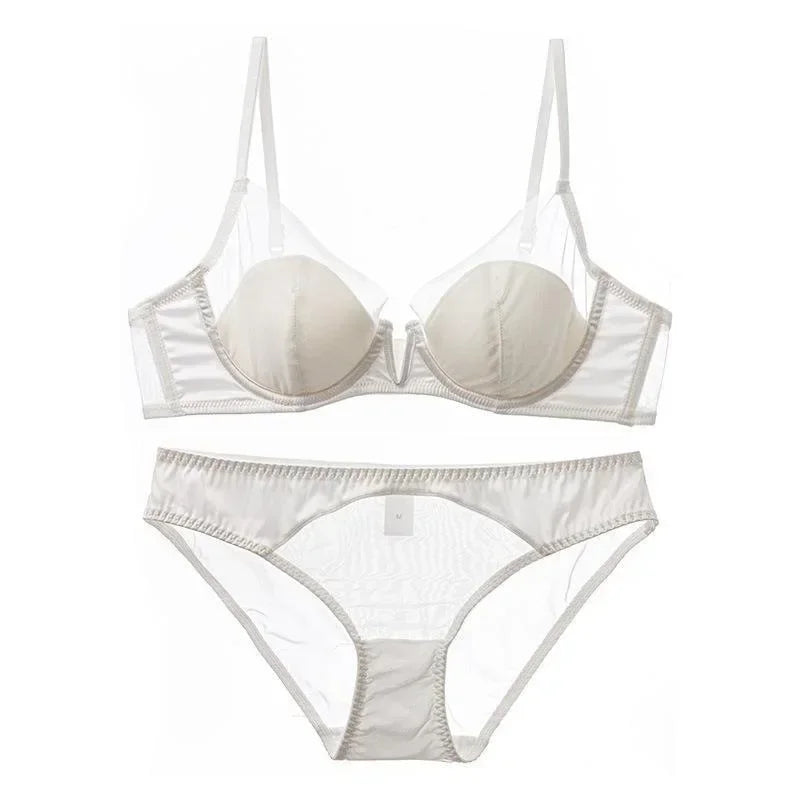 Soft Steel Ring Sexy French Ultra-thin Lace Bra Pure Desire Underwear Panty Suit Women Bras for Women