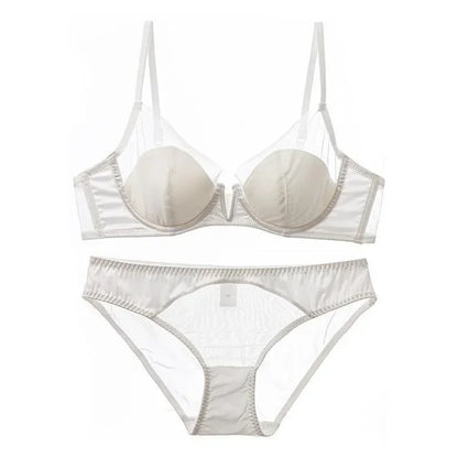 Soft Steel Ring Sexy French Ultra-thin Lace Bra Pure Desire Underwear Panty Suit Women Bras for Women
