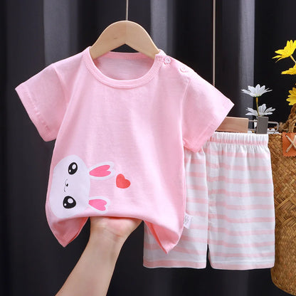 Kids Clothes Boys Girl T-shirt Shorts Summer Cotton Short Sleeve Baby Children's Sets Toddler Suit 2PCS  Shorts Beach Gift