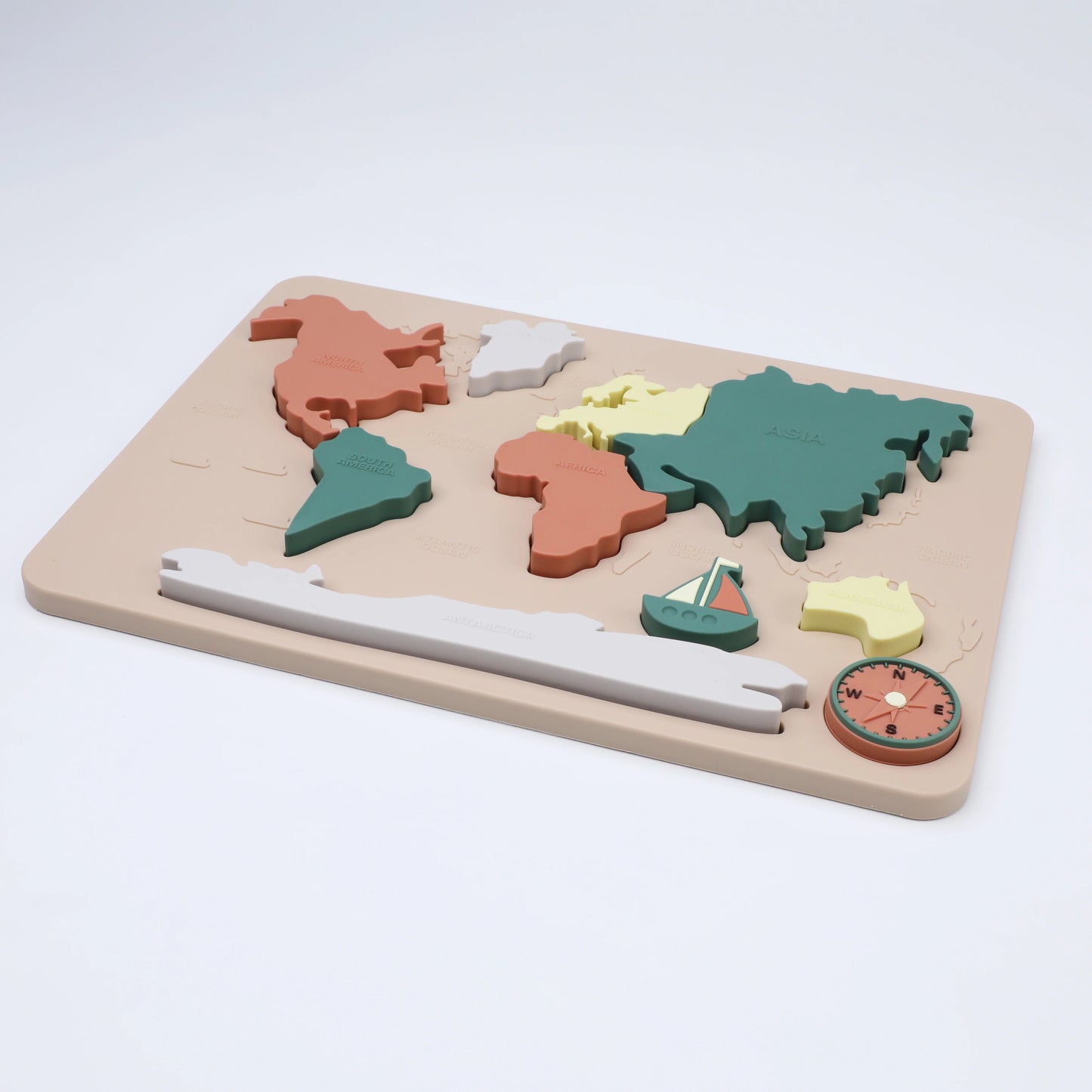 Baby Montessori Learning Educational Math Toy World Map Puzzle Toys Matching Toy Soft Silicone Toy For Kids Children Accessories