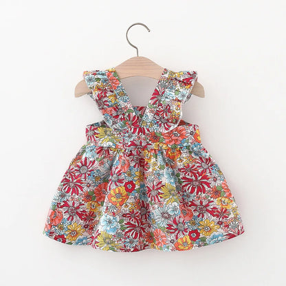 Summer Cotton Baby Dress Flower Printed Dress Hawaiian Style Baby Clothes Send Bag