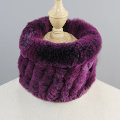 Good Elastic Rex Rabbit Fur Ring Scarves Winter Warm Women Genuine Rex Rabbit Fur Scarf Knitted Real Natural Fur Wraps Headbands