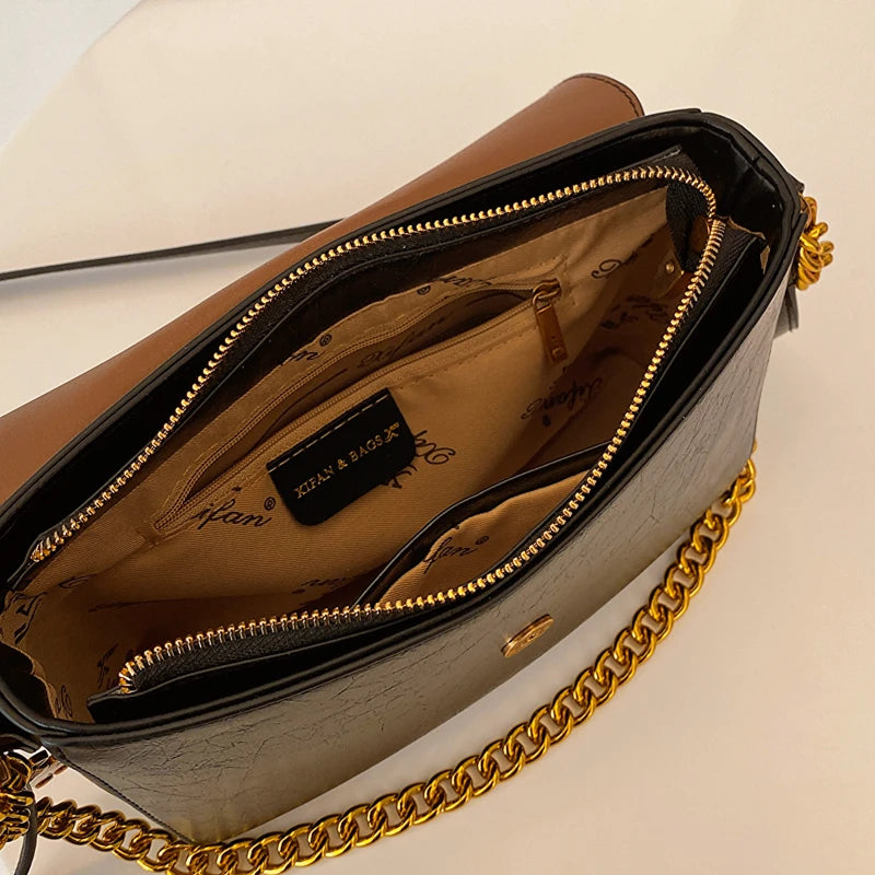 Leather Shoulder Bag Chain Crossbody Small Square Bag