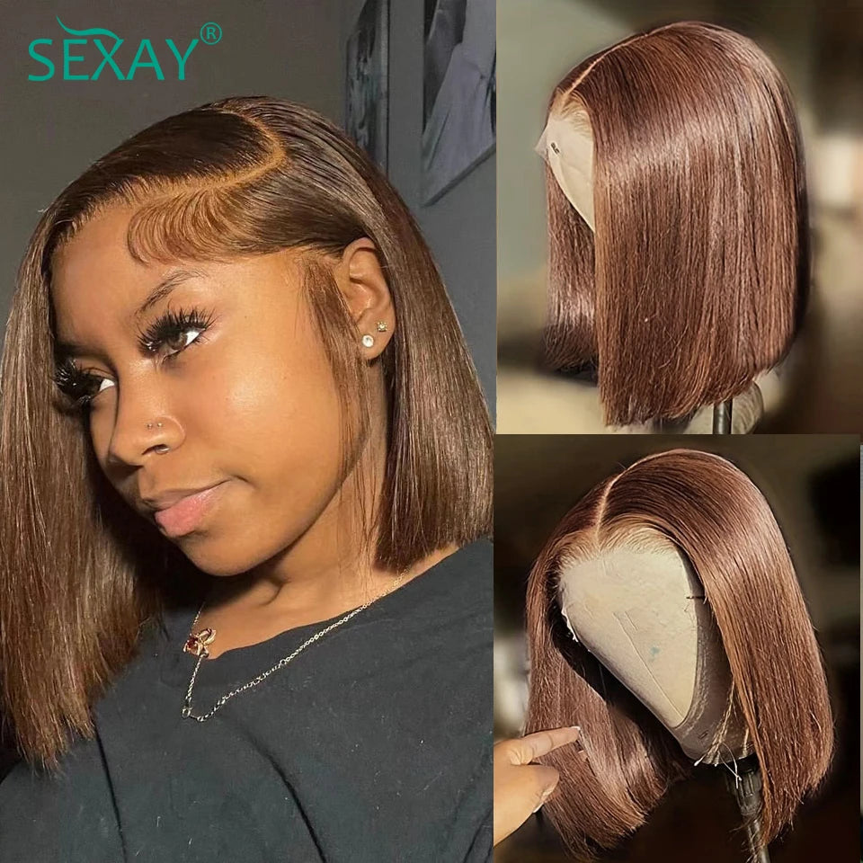 Short Bob Wig 8-14 Inch Pink Color Human Hair Wigs Pre Plucked 13x4 Ear To Ear Transparent Lace Frontal Pre Cut Short Bob Wig