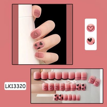 24Pcs New White Daisy Fake Nails Short Simple Detachable Wearable Armor Wearing Reusable False Nails Ballerina Press on Nail Set