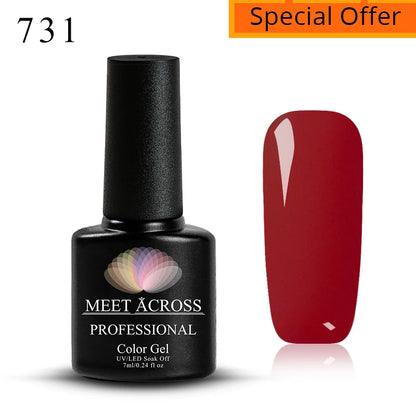 MEET ACROSS 7ml Brown Series Gel Nail Polish Autumn Coffee Color Nail Art Gel Nail Supplies Semi-Permanent Varnish Manicure