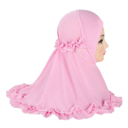 Beautiful Fit 3-6 Years Old Girls Cute Hijab Head Scarf With Crinkles Baby Muslim Shawl Turban Caps