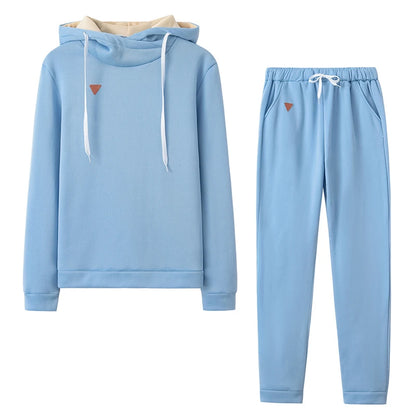 Autumn Winter 2 Piece Set Tracksuit Women Sportwear Fleece Hoodies Pullover Sweatshirts Baggy Trousers Jogger Pants Warm Outfits