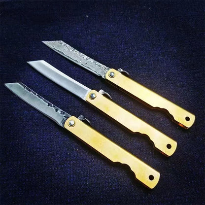 Damascus textured knife, EDC convenient pocket folding knife, outdoor camping self-defense survival knife