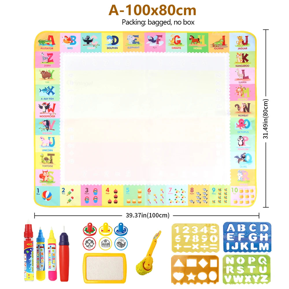 100x80CM Magic Water Drawing Mat with Reusable Magic Pens Doodle