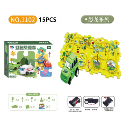 Kids puzzle rail car DIY assembly electric trolley automatic rail city scene building puzzle toys