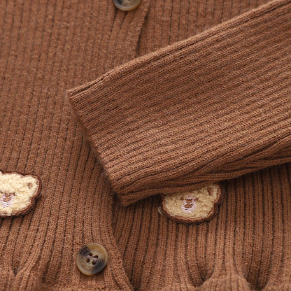 2PCS Baby Girls Fall Knit Outfits Long Sleeve Button Down Cardigan Tops + Pants Set Toddler Warm Clothes