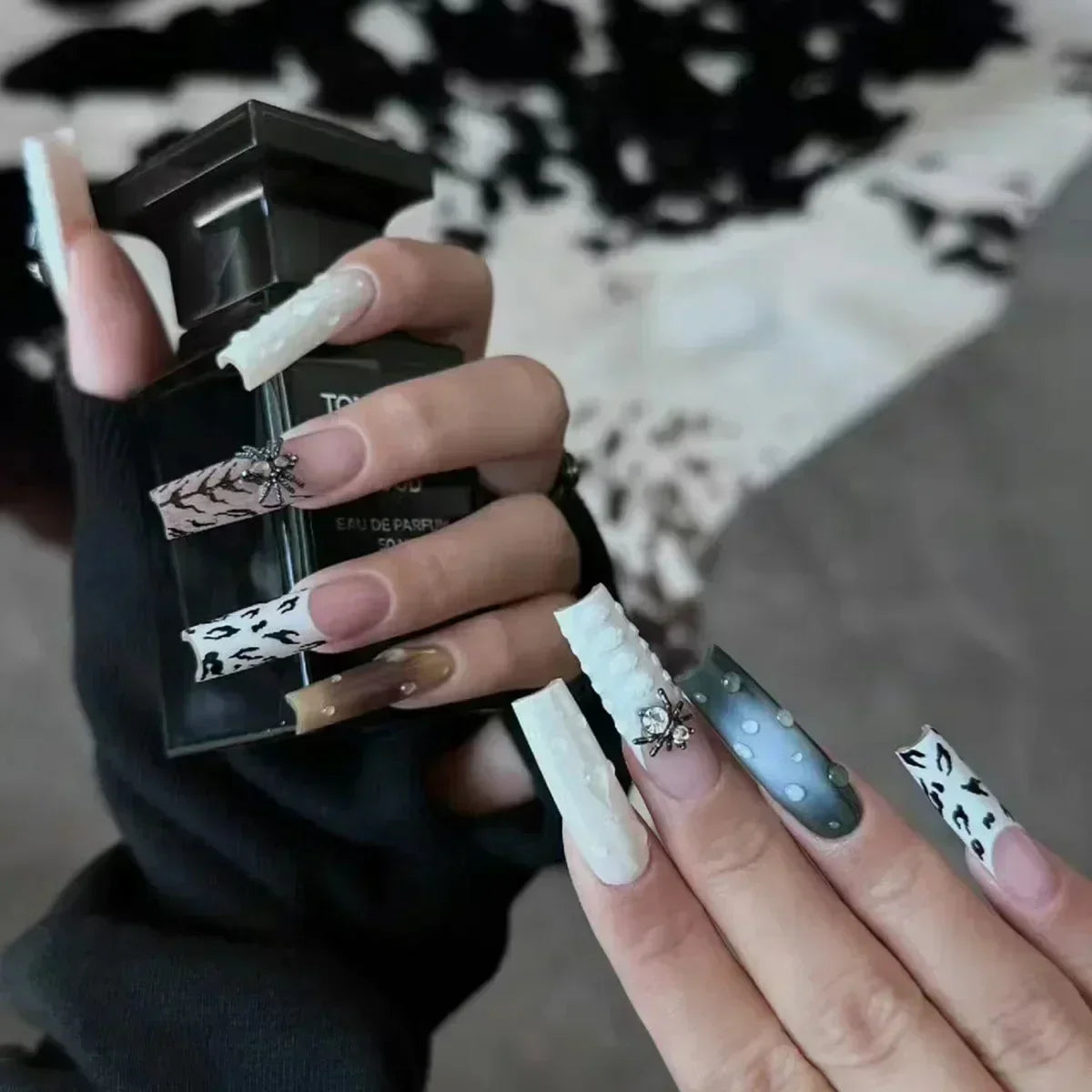 24Pcs Long Coffin Rhinestones Ballet Press