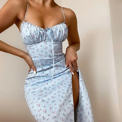 Women Elegant Floral Beach Vacation Bodycon Streetwear Long Dress