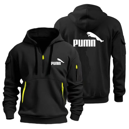 Men's European Size Hoodie, Multi-Pocket Zipper Sweatshirt, Loose Casual Pullover