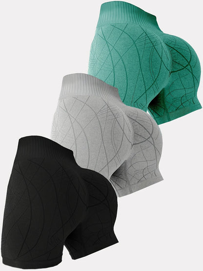 3pcs seamless slim fit sports outdoor women's casual fitness yoga pants hip-raising high-waist sports shorts