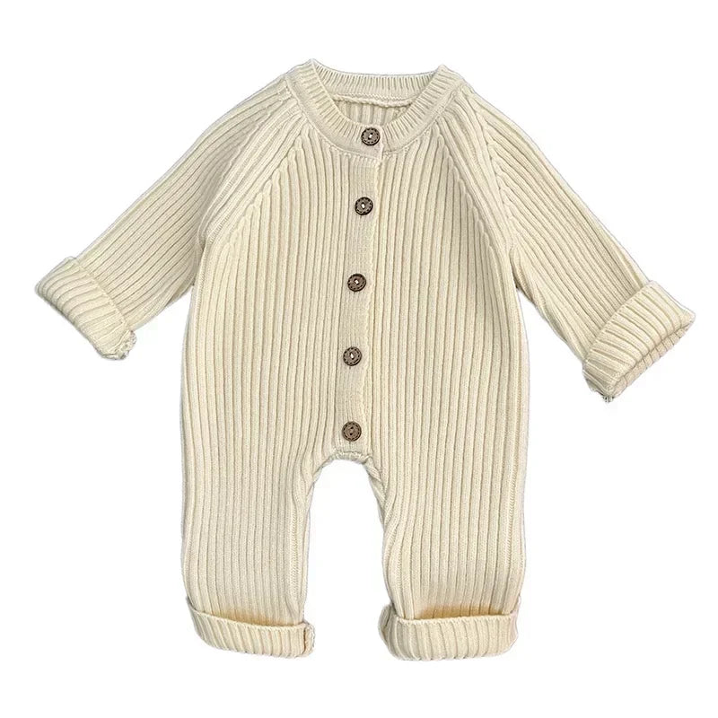 4614 Baby Jumpsuit 2025 Autumn and Winter New Solid Color Baby Boy's Knitting Climbing Clothes