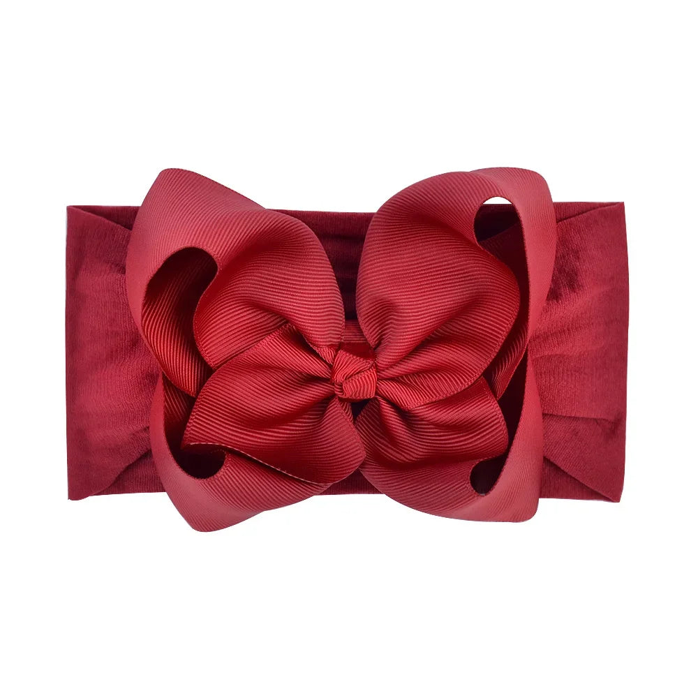 1PC Large Ribbon Bow Headband for Baby Girls Wide Nylon Turban Newborn Bow Headwrap Gift Super Soft Babe Hair Accessories