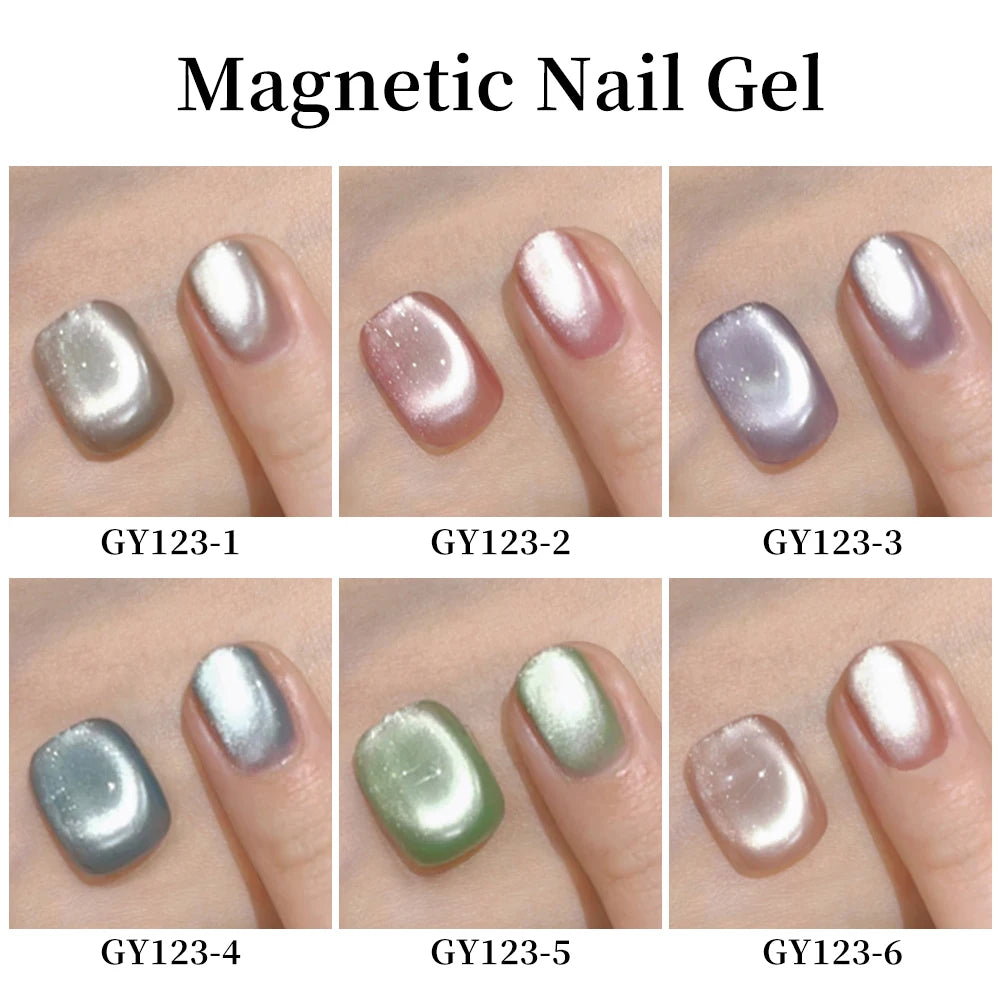 8.5ml Nude Pink Water Light Cat Eye Gel Semi Permanent Holographic Crystal Magnetic Gel Polish For Nail Art DIY Nail Varnish