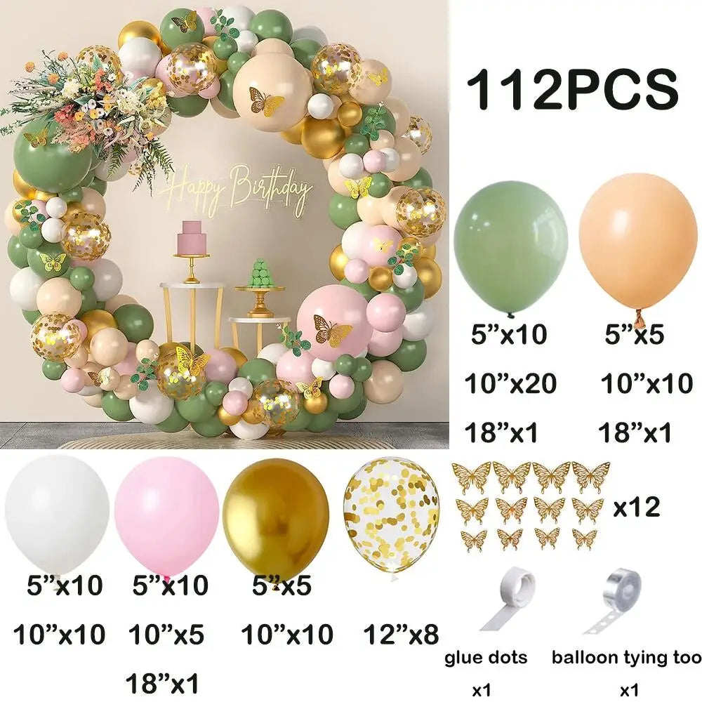 92pc Sage Green Balloons Garland Arch Kit White Gold Confetti Balloon Baby Shower Birthday Party Wedding Decoration Latex Globos