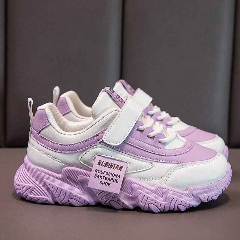 New Versatile Soft Breatheable Hook & Loop White Boys and Girls Children Sneakers