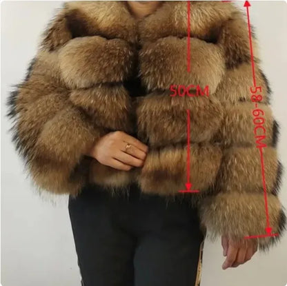 Raccoon Fur Jacket Autumn Winter Faux Fur Fox Coats Short Coat