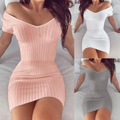 Women Dress Sexy V-Neck Vestidos Temperament Slim Mini Dress