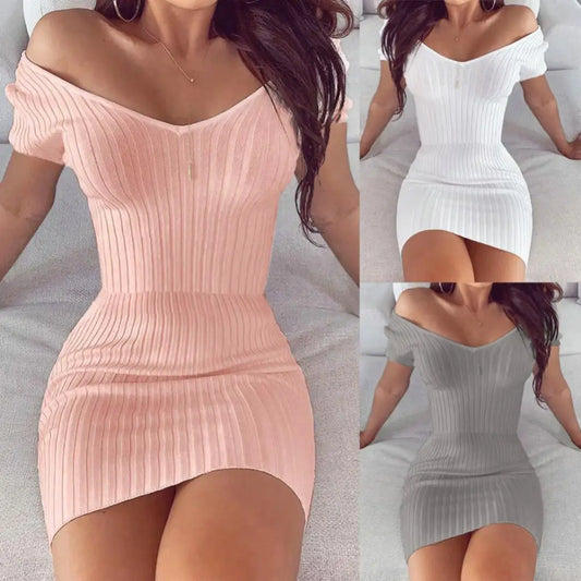 Women Dress Sexy V-Neck Vestidos Temperament Slim Mini Dress