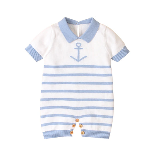 Horizontal Strips Short Sleeve Baby Boys & Girls Summer Rompers Infant Cotton One-piece Bodysuit Jumpsuit Playsuit Sleepsuit