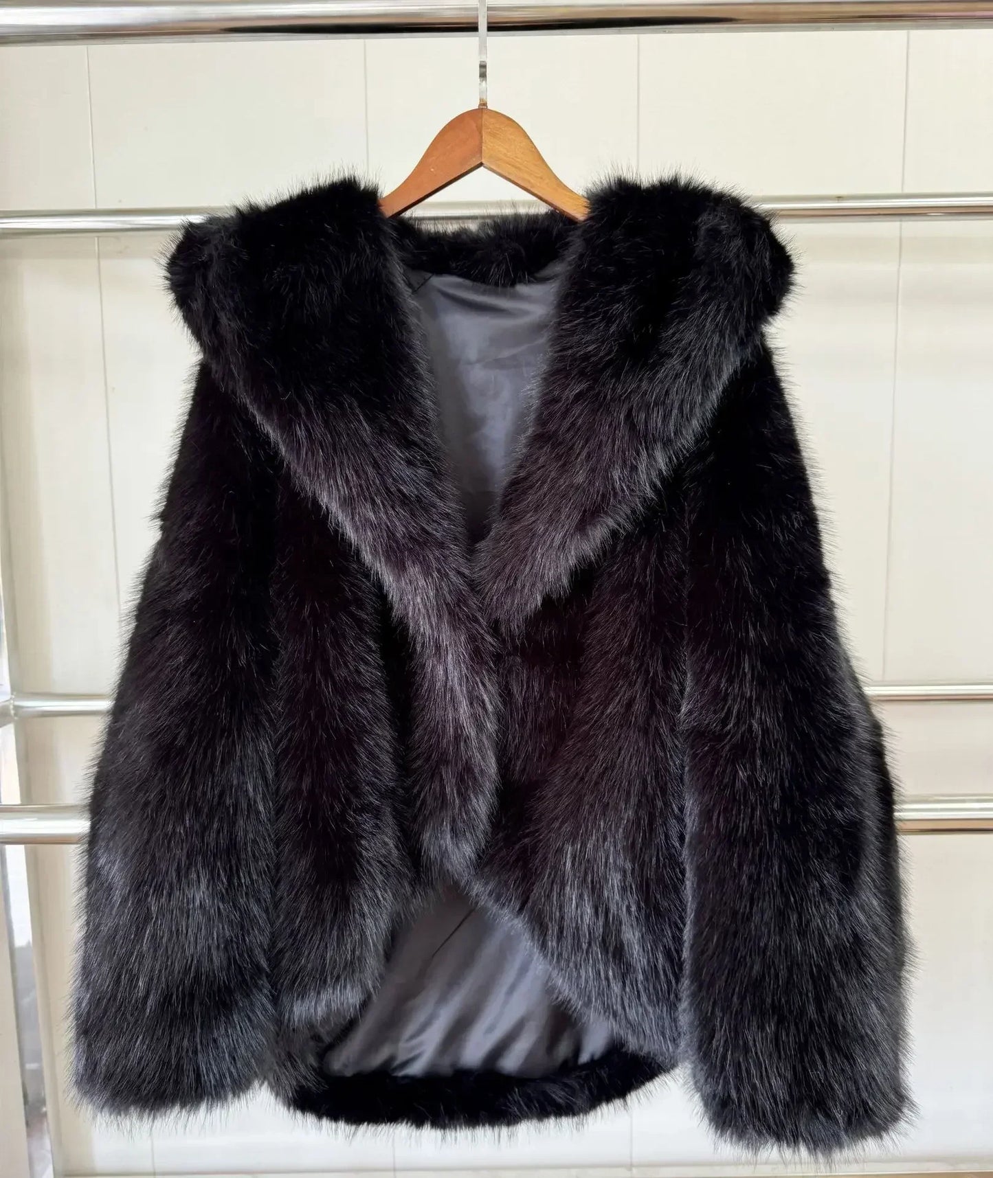 Fur Imitation Fox Hair Hooded Jacket Women's Korean Premium Furry Warm Jacket Women
