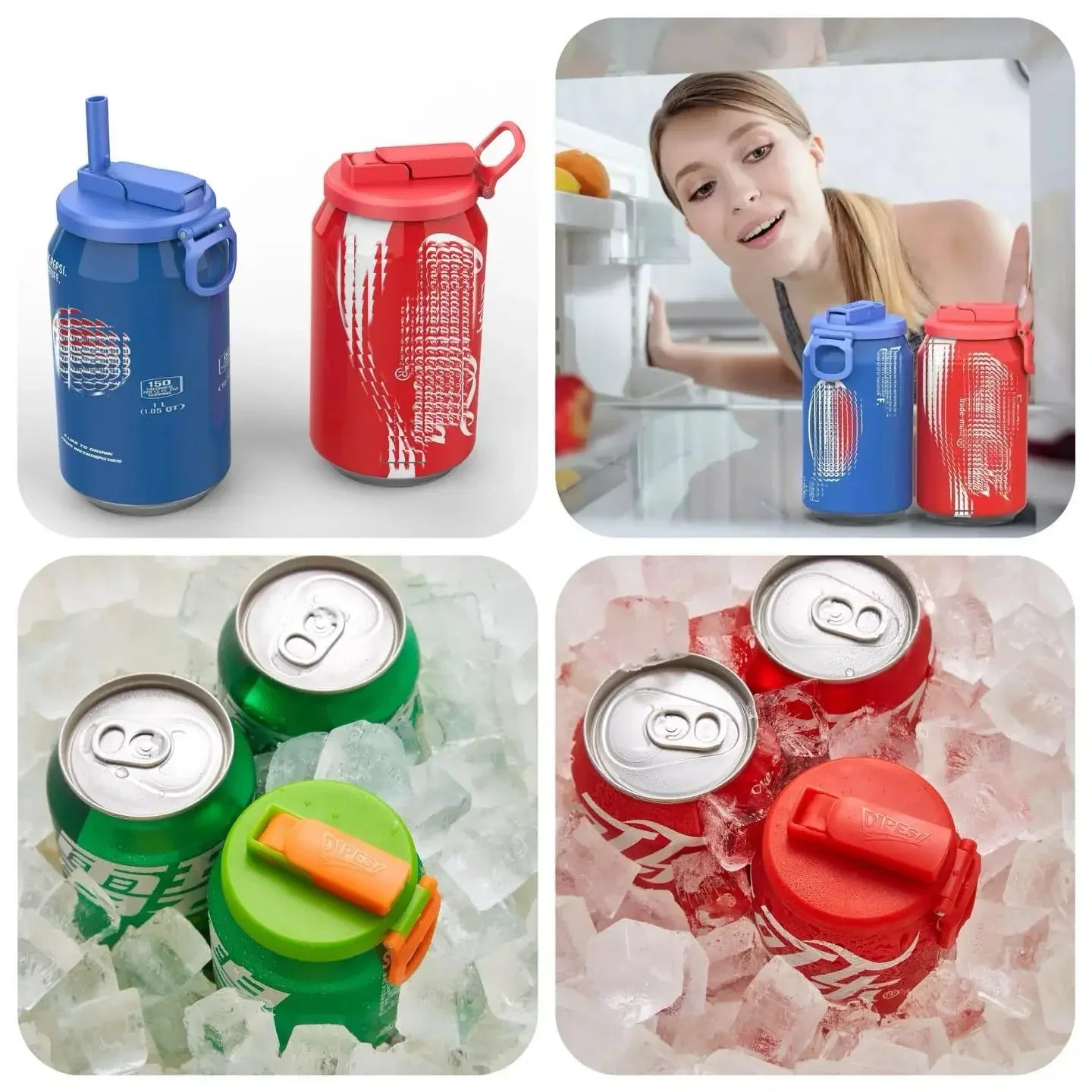 Soda Lid Covers With Straws 1/4pcs Beverage Can Protector Silicone Can Covers Beer Bottle Cap Tin Can Cup Soda Leak-Proof Caps
