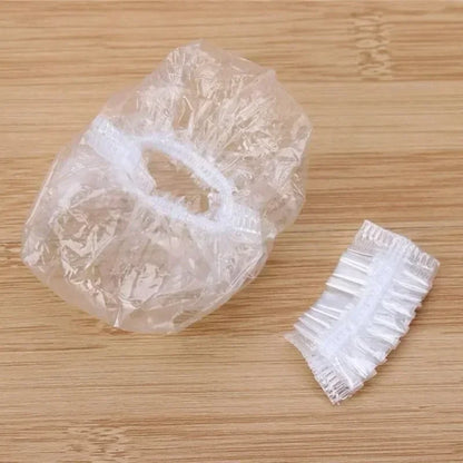 100PCS Disposable Hair Earmuff Dye Transparent Elastic Shower Hair Dye Protection Tool Shield Waterproof Earpack Plastic Wrap