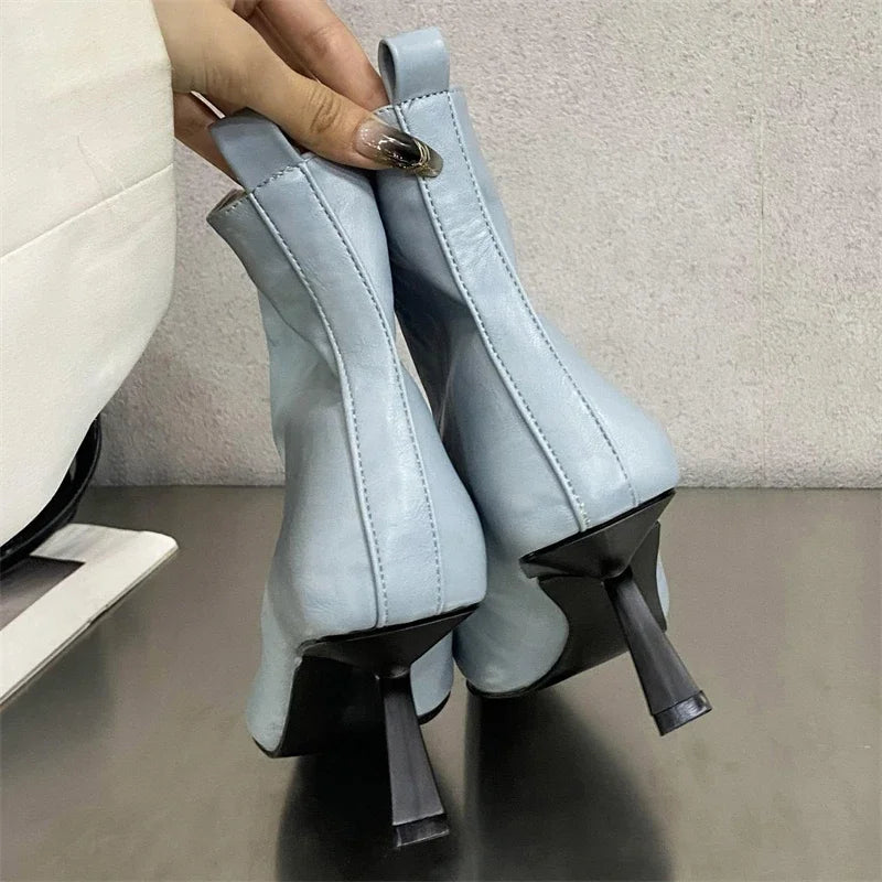 New Fashion Ankle Boots Women Pointed Toe Slim Short Ladies Booties